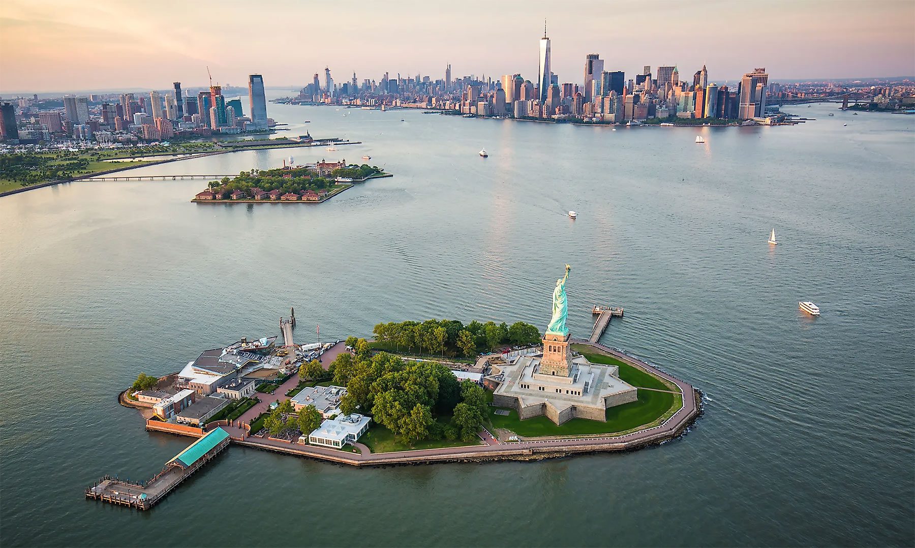 Liberty Island and Statue of Liberty in New York City