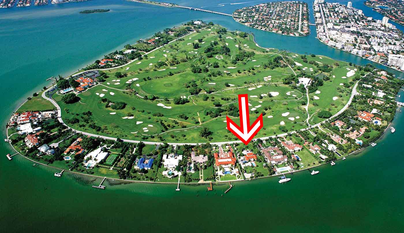 Locate Tom Brady's new house in Indian Creek Island, Miami