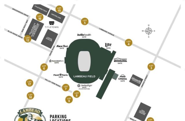 Lambeau Field Stadium Parking Lot Location Map