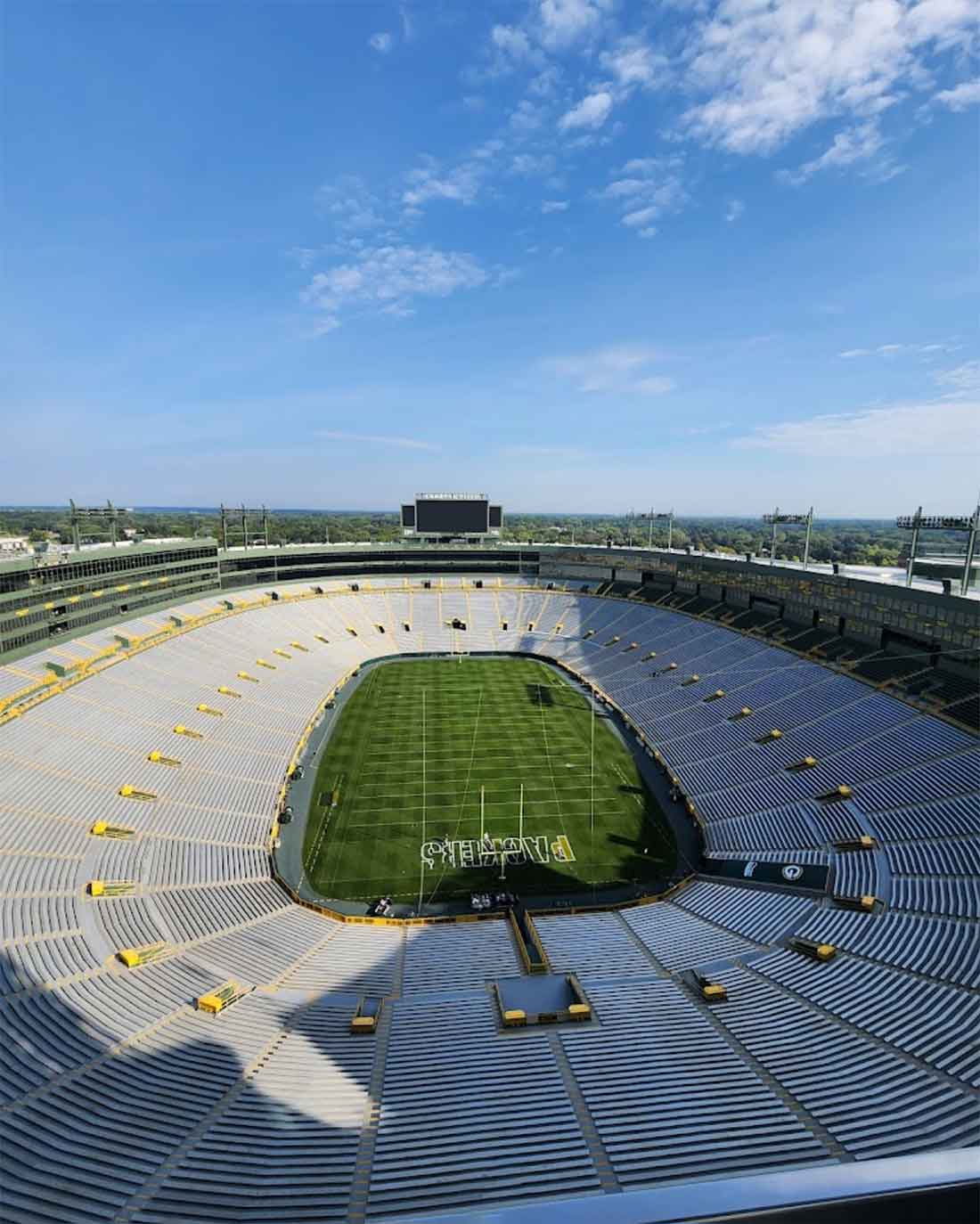 Packers Stadium Lambeau Field stadium inside empty seats view